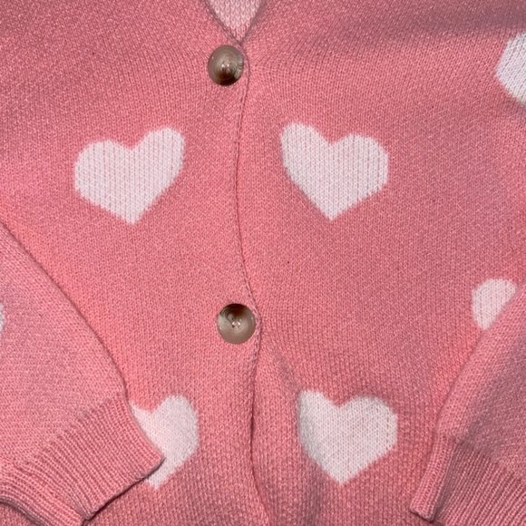 Cozy Pink Heart Patterned Women's Sweater - Picture 2 of 6
